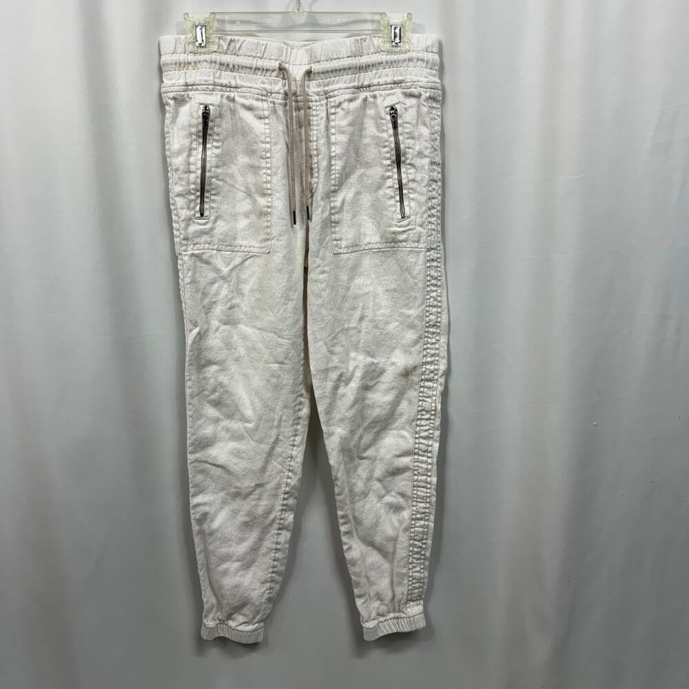 Athleta 100% Linen Cabo Linen Joggers Cream White 4